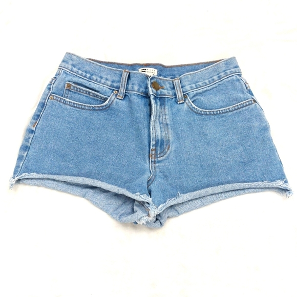 BILLABONG WOMENS BLUE JEAN HIGH RISE CUT OFF 100% COTTON DENIM SHORTS SIZE 26 - Picture 1 of 7